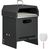 Aosom Lauko picos krosnis 40x37.5x53.5 cm juodos spalvos, nerūdijančio plieno