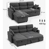 Aosom Miegamoji sofa, L formos svečių sofa 205x135x76 cm, tamsiai pilka, su daiktadėže