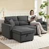 Aosom Miegamoji sofa, L formos svečių sofa 205x135x76 cm, tamsiai pilka, su daiktadėže