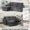 Aosom Miegamoji sofa, L formos svečių sofa 205x135x76 cm, tamsiai pilka, su daiktadėže