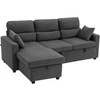 Aosom Miegamoji sofa, L formos svečių sofa 205x135x76 cm, tamsiai pilka, su daiktadėže