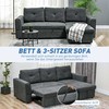 Aosom Miegamoji sofa su šezlongu, 232x141x85 cm, tamsiai pilka, su daiktadėže