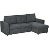 Aosom Miegamoji sofa su šezlongu, 232x141x85 cm, tamsiai pilka, su daiktadėže