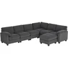 Aosom Modulinė sofa U formos sofa su spyruokline pagalve ir pufu 292x224x85 cm tamsiai pilka korduro audinys