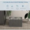 Aosom Pakelta šunų maitinimo stotelė 60x30x35,5 cm Pilka Nerūdijančio plieno dubenėliai Saugojimas