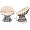 Aosom Papasan kėdė 87x97x90 cm smėlio spalvos, rotangas, metalinis rėmas