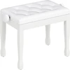 Aosom Pianino suoliukas reguliuojamo aukščio 64x35x45-55 cm baltos spalvos dirbtinė oda