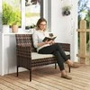 Aosom Sodo sofa 2 vietų rotangas 115x63x85 cm chaki