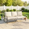 Aosom Sodo sofa 3 vietų rotango poilsio sofa 176x75x78 cm chaki
