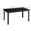 Aosom Sodo stalas 150x90x74 cm juodas stiklas atsparus oro sąlygoms