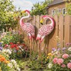Aosom Sodo statulų rinkinys, Flamingas, 28x19x83 cm, 27x19x75 cm, raudona, metalas