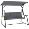 Aosom Sodo supynės 3 vietų su reguliuojamu stogeliu 222x131x175 cm pilkas metalas
