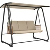 Aosom Sodo supynės 3 vietų su reguliuojamu stogeliu 203x121x165 cm smėlio spalvos metalas