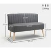 Aosom Sofa, 2 vietų, 117x56.5x77 cm, pilka, lino imitacijos audinys