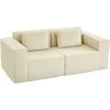 Aosom Sofa, 3 vietų, 202x90x76 cm, smėlio spalvos, veliūrinis audinys