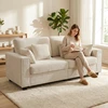 Aosom Sofa 3 vietų 211,5x85x90 cm smėlio spalvos aksominis apmušalas