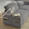 Aosom Sofa 3 vietų 218x79x91 cm Šviesiai pilka korduro audinio apmušalas