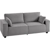 Aosom Sofa 3 vietų 218x79x91 cm Šviesiai pilka korduro audinio apmušalas