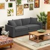 Aosom Sofa, 3 vietų su dekoratyvinėmis pagalvėlėmis, 212x80x88 cm, tamsiai pilka, kordinis audinys