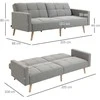 Aosom Sofa-lova 205x88 cm pilka, lino išvaizdos apmušalas