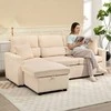 Aosom Sofa-lova, L formos svečių sofa su laikymo vieta, 205x135x76 cm, smėlio spalvos