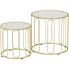 Aosom Stiklo stalų rinkinys 50x50 cm 40x40 cm auksinės spalvos metalas