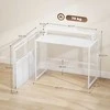 Aosom Sulankstomas rašomasis stalas 100x48x87,5 cm baltas, monitoriaus stovas, MDF