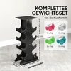 Aosom Svarmenų rinkinys 4 poros su laikymo stovu 13x6x5.5 cm Rožinė/Pilka/Šviesiai žalia/Tamsiai žalia metalas/plastikas