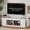 Aosom TV staliukas, 140x35x42,5 cm, balta, medžio drožlių plokštė ir stiklas
