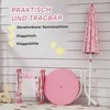 Aosom Vaikiškas stalas ir kėdžių komplektas, 4 dalių su nuimamu skėčiu, rožinis, sulankstomas