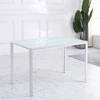 Aosom Valgomasis stalas, 120x60x75 cm, balta, stiklas ir metalas
