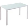 Aosom Valgomasis stalas, 120x60x75 cm, balta, stiklas ir metalas