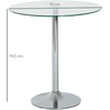 Aosom Valgomojo stalas, 70x74.5 cm, sidabrinis, stiklas ir metalas
