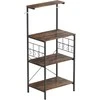 Aosom Virtuvės lentyna, 4 lygių dizainas, 60x42x134,5 cm, ruda juoda, metalas