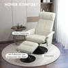 HOMCOM atlenkiamas fotelis su taburete Pasukamas televizoriaus fotelis su atlenkimo funkcija, televizoriaus fotelis, kurio keliamoji galia iki 150 kg, atlenkiamas fotelis svetainei, miegamajam, mikropluošto audinys, kreminės baltos spalvos