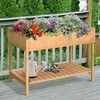 Outsunny Sodinamasis Stalas Pakelta Lysvė Sodinamasis Stalas Gėlių Dėžė Daiginimo Stalas 8 Skyriai su Drenažu Lentyna Eglės Mediena Natūrali Mediena 110 x 46 x 76 cm