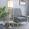 HOMCOM Grindinis šviestuvas su 3 lentynomis Grindinis šviestuvas, interjero apšvietimas, E27, iki 40 W, E1-MDF, akrilas, ąžuolas+balta, 26x26x160 cm