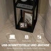 HOMCOM Grindų lempa su 3 lentynėlėmis, E27 lizdu, medžiaginiu gaubtu, su USB-A ir USB-C jungtimis, skirta svetainei, Balta+Juoda, be lemputės