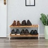 Songmics 2 lygių bambukinė batų lentyna, baltos ir natūralios spalvos