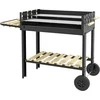 Outsunny Medžio anglių kepsninė, BBQ kempingo kepsninė su dviem grotelėmis, lentyna, rankena, metalinė, juoda, 113x53.5x82.5cm