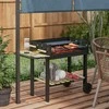 Outsunny Medžio anglių kepsninė, BBQ kempingo kepsninė su dviem grotelėmis, lentyna, rankena, metalinė, juoda, 113x53.5x82.5cm