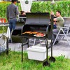 Outsunny anglių kepsninė iš plieno BBQ rūkykla su dangčiu termometras ratai lentyna mobilus kepsninės vežimėlis su oro tiekimo anglių dėklu, anglių kepsninė anglių kepsninės vežimėlis kepsninei, sodui 109x60x120 cm