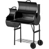Outsunny anglių kepsninė iš plieno BBQ rūkykla su dangčiu termometras ratai lentyna mobilus kepsninės vežimėlis su oro tiekimo anglių dėklu, anglių kepsninė anglių kepsninės vežimėlis kepsninei, sodui 109x60x120 cm