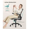 Songmics Biuro kėdė su ergonomine supimo funkcija, porankiais, balandiškai pilka