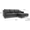 Citysofa 4 vietų dešinioji kampinė sofa Alfama - Tamsiai pilka