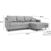 Citysofa 4 vietų dešinioji kampinė sofa Alfama - Pilka