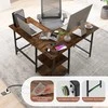 Promotions Rašomasis stalas, L formos kampinis stalas su lizdais ir USB prievadais, 120x120x75 cm, Juodas
