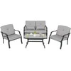 Lauko baldų komplektas Promotions Lauko pokalbių komplektas, 122x76x74 cm dvivietė sofa, 66x76x74 cm krėslas, 96,5x56x49,5 cm kavos staliukas, Pilka