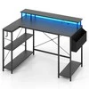 Promotions L formos rašomasis stalas, 120x80x87 cm, rudos ir juodos spalvos
