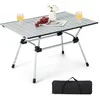 Promotions Stovyklavimo stalas, sulankstomas, tvirtas, aliuminis, 90.2x61x43.2-52.1 cm, sidabro spalvos